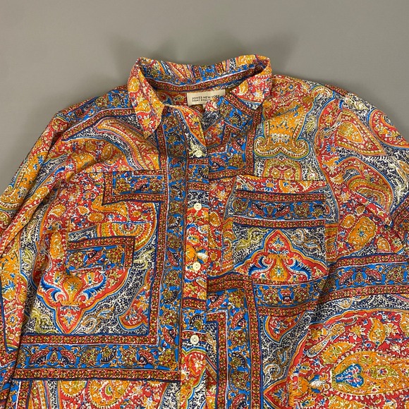 Jones New York Paisley Button Down Shirt Blouse Plus Size 1X Vibrant Long Sleeve - Picture 2 of 11